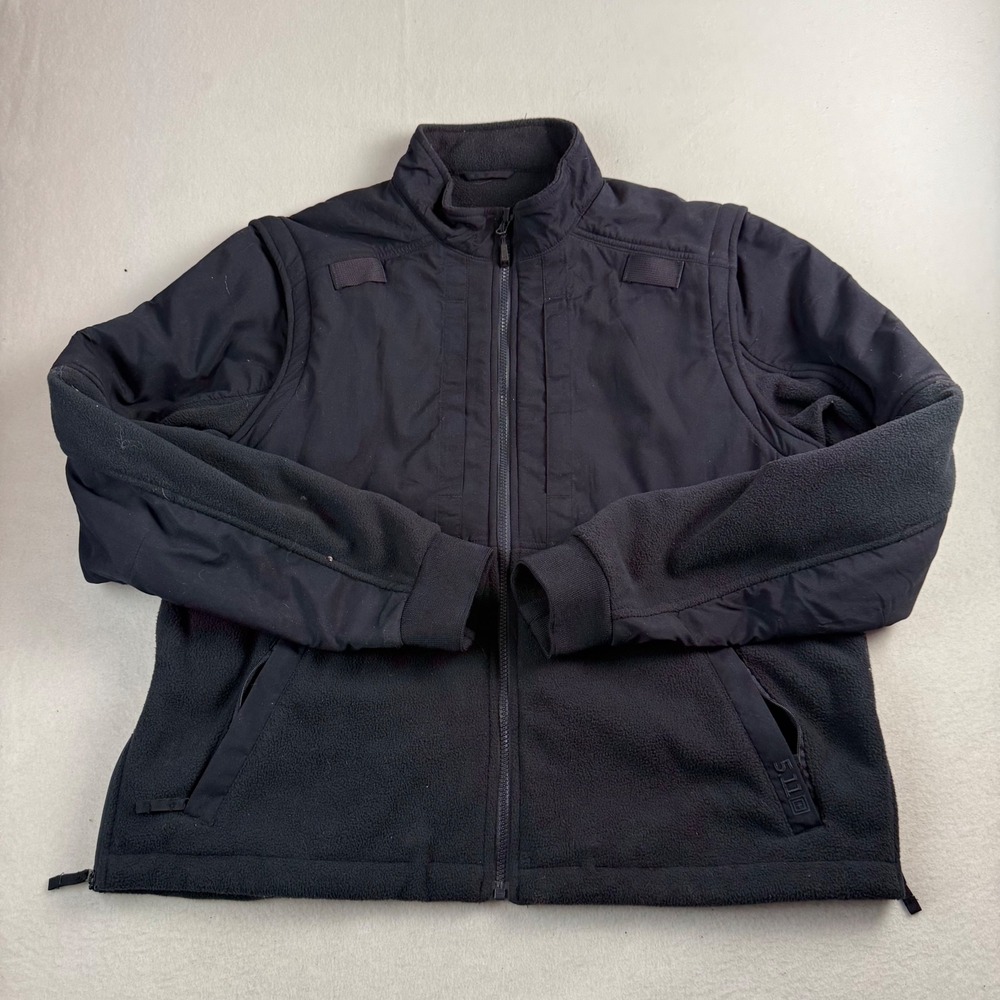 5.11‎ Tactical Mens Large Black Full Zip Hybrid Jacket Nylon Overlay TLBLIN
